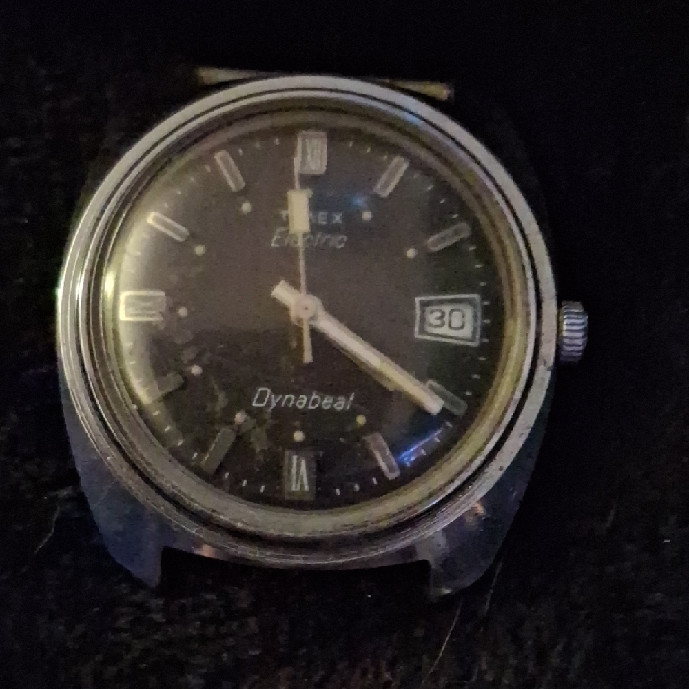 Timex Silver and Black Electric Dynabeat Watch